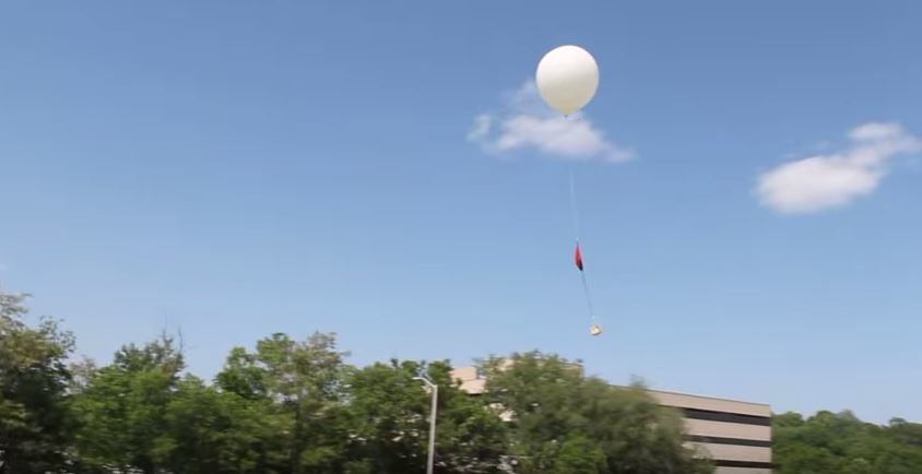 Meteorological balloon launched by a group of university students